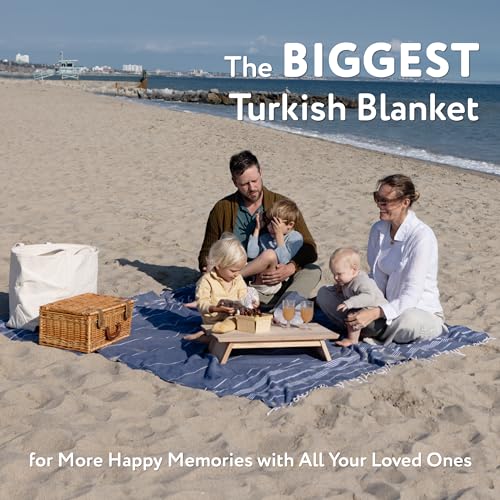 WETCAT Turkish Beach Towel Oversized 38x71 100% Cotton Sand Free Quick Dry Extra Large Light Travel Towel for Adults Beach Accessories Gifts - Light Blue