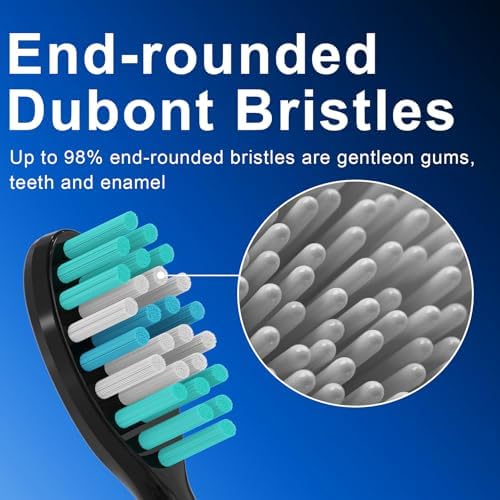 12 Pack Replacement Toothbrush Heads for AquaSonic Black Series & Pro/Vibe Series/Duo Series Pro - Compatible with AquaSonic Electric Toothbrush, Dupont Bristles with Cover-Black