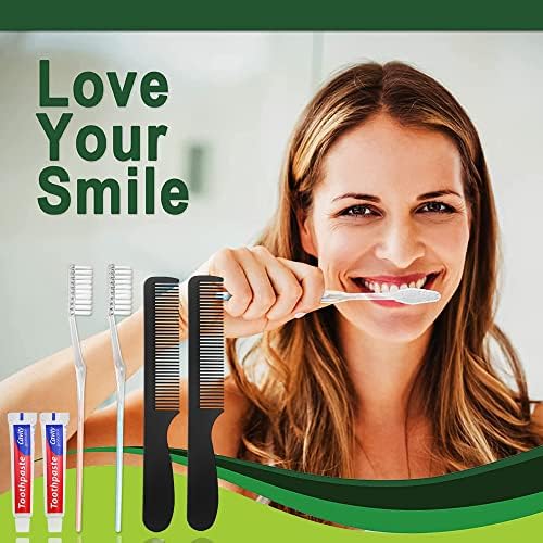 100 Pack Disposable Toothbrushes with Toothpaste and Comb for Homeless Individually Wrapped,10g Travel Toothpaste,7inch Black Hair Comb,Soft Bristle Toothbrush for Hotel,AirBnb,Shelter,Charity