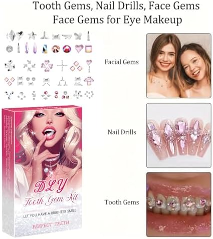Fiorland DIY Tooth Jewelry Kit โ 2025 New Sparkling Crystal Gems Starter Set for Teeth Decoration, Easy at-Home Smile Bling Accessory Kit