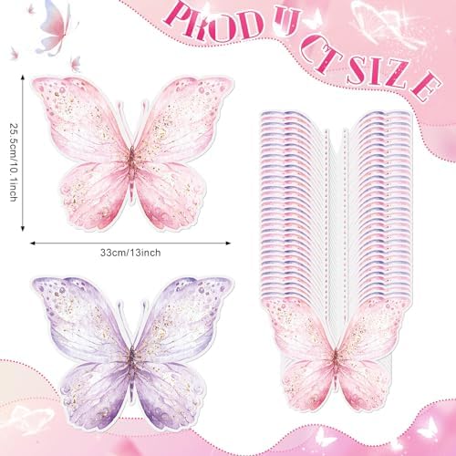 50 Pack Paper Butterfly Placemats Disposable Party Placemats Pink and Purple Butterfly Table Mats for Baby Shower Wedding Birthday Kitchen Dining Table Decoration
