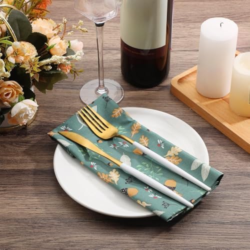 Tatuo Cotton Cloth Napkins Set of 24, 15 x 15 Inch Floral Dinner Napkins Washable for Family Cocktail Parties Wedding Kitchen Dining Room Table Spring Tea Party(Lovely Flowers)