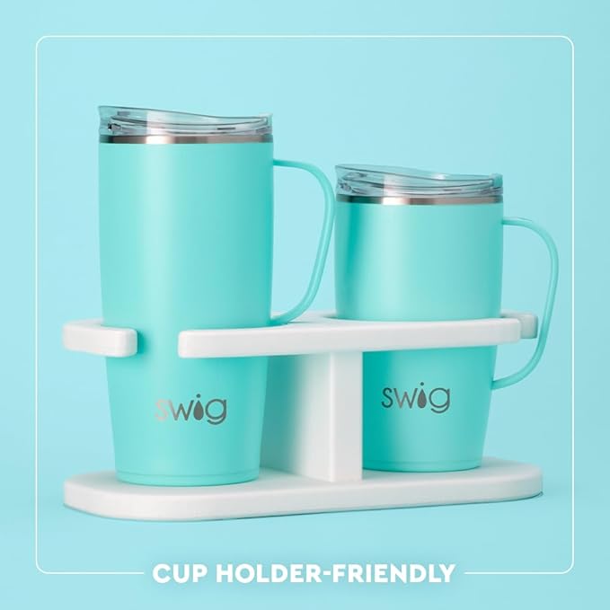 Swig Life 22oz Travel Mug, Insulated Tumbler with Handle and Lid, Travel Coffee Mug, Cup Holder Friendly, Stainless Steel 22 oz Tumbler, Reusable Insulated with Lid (Giddy Up)