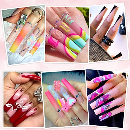 No C Curve 3XL Square Nail Tips-Clear Acrylic Nails Square Shape Nail Tips SITELENABY 360 pcs Flattened Half Cover False Nails for Nail Salons and DIY French ABS Nail Art Tips 12 Size