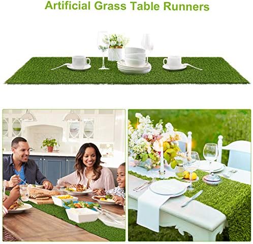 Farochy Artificial Grass Table Runners - Synthetic Grass Table Runner for Wedding Party, Birthday, Banquet, Baby Shower, Home Decorations (14 x 48 inches)