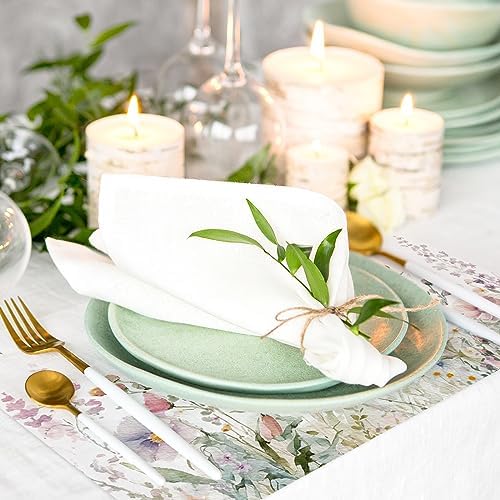 50 Pack Floral Paper Placemat Disposable Watercolor Wildflower Place Mat 11 x 17 Inch Flower Decorative Paper Table Mat for Dinner Table Setting Bridal Shower Wedding Party Supplies
