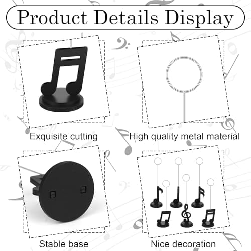 6 Pcs Musical Note Photo Balloon Holder Note Holders Table Number Photo Clips Holder Place Card Holder Music Note Decoration Name Place Card Holder for Music Theme Party Birthday Wedding