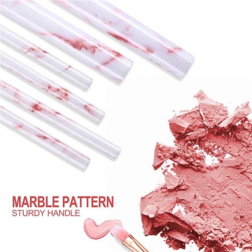 Makeup Brushes Set DUAIU 16PCS Marble Make up Brushes Foundation Eyeshadow Concealer Eyebrow Blush Face Mask Brush Set With Gift Box Make Up Tool(Pink)