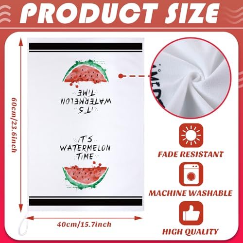 Honoson 4 Pieces Watermelon Kitchen Towels Summer Farmhouse Decorative Dish Towel Watermelon Absorbent Plaid Tea Washcloths for Summer Kitchen Cooking Home Cleaning Decor