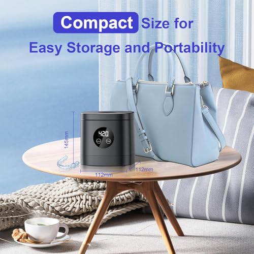 Ultrasonic Retainer Cleaner, Portable Ultrasonic Retainer Cleaner 48W 49KHz 250ml(8oz) with 6 LED Lights, Sonic Denture Cleaning Machine for Dentures, Jewelry