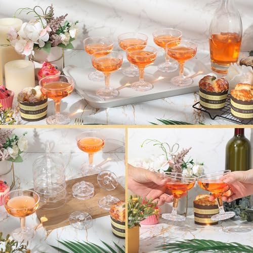 Zopeal 30 Pcs Champagne Coupe Glasses 5 oz Plastic Champagne Tower Disposable Martini Glasses Stackable Stemmed Margarita Coupe for Wedding Birthday Party Bar(Clear)