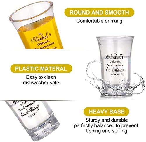Cunhill 12 Packs Acrylic Clear Party Shot Glasses Random Set 1.2 Ounce Small Glasses Funny Friends Wine Glasses Acrylic Drinking Glasses for Adult Glass Shot Cups(Friend)