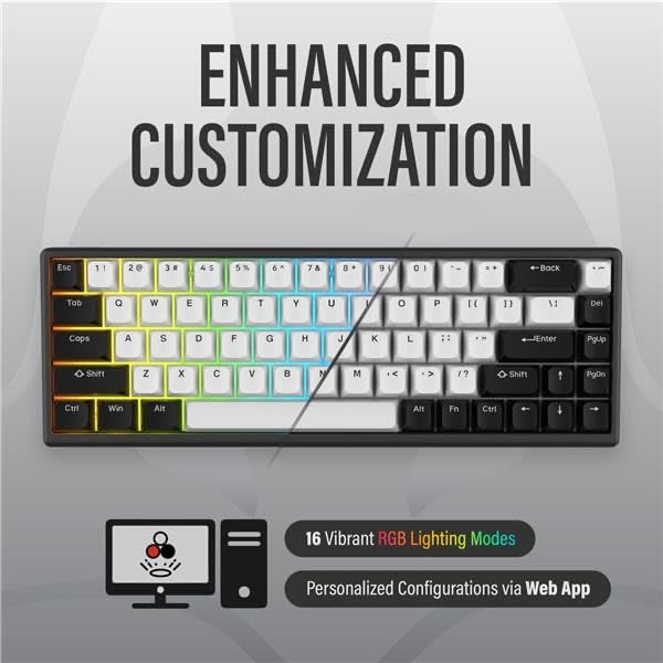 ARBITER Polar 65 -CNC Magnetic Gaming Keyboard w Rapid Trigger, Hall Effect Switches, CNC Aluminum Frame, Rapid Trigger, 65% Compact, Bright RGB, Dual-Shot PBT Keycaps - Black Panda