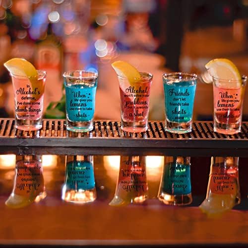 Cunhill 12 Packs Acrylic Clear Party Shot Glasses Random Set 1.2 Ounce Small Glasses Funny Friends Wine Glasses Acrylic Drinking Glasses for Adult Glass Shot Cups(Friend)