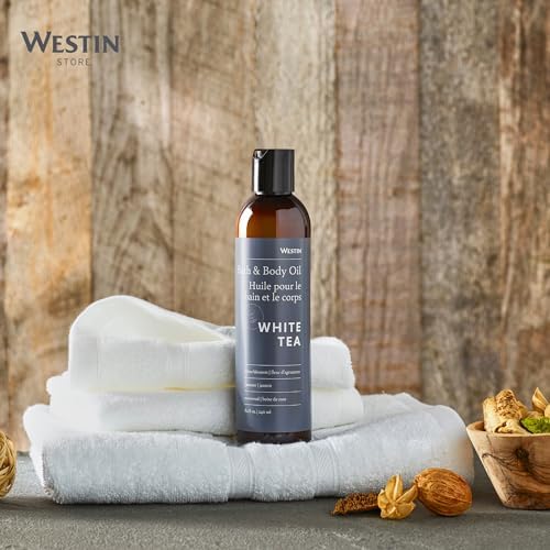 Westin White Tea Aloe Bath & Body Oil - Soothing, Invigorating Bath and Massage Oil with White Tea and Aloe - 8 Ounces