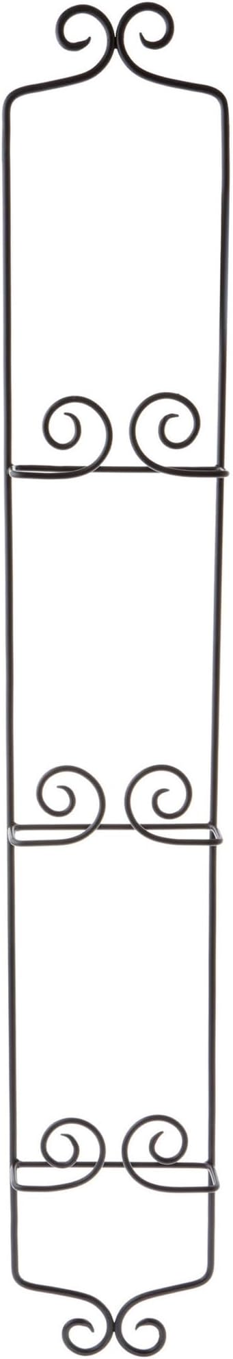 Bard's Black Wrought Iron Wall Mountable Vertical Hanger for 3 Plates, 39" H x 6" W x 2" D (For 8.5"-10" Plates)