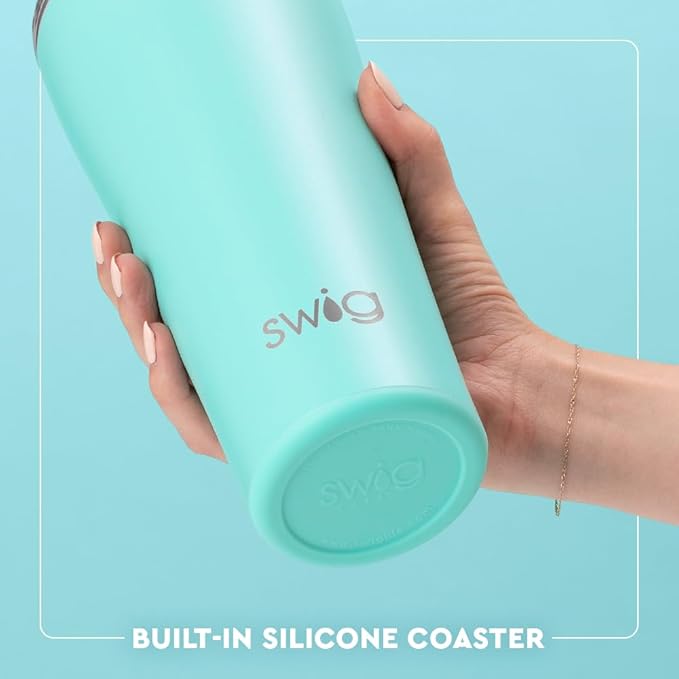 Swig Life 32oz Insulated Tumbler, Travel Coffee Tumbler with Lid, Cup Holder Friendly Travel, Stainless Steel Coffee Mug with Lid, Birthday Gifts for Women (Make a Wish)