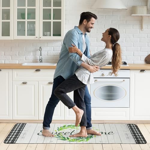 Farmhouse Kitchen Rugs Mats Set of 2 Anti Fatigue Kitchen Rugs Non-Skid Waterproof Kitchen Floor Mat Cushioned Comfort Standing Mat for Kitchen Sink Office Laundry Home