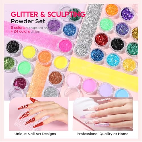 Acrylic Nail Kit for Beginners: Professional Complete Set with Drill UV Light Gel Polish Nail Art Tools for Salon Quality Manicures at Home