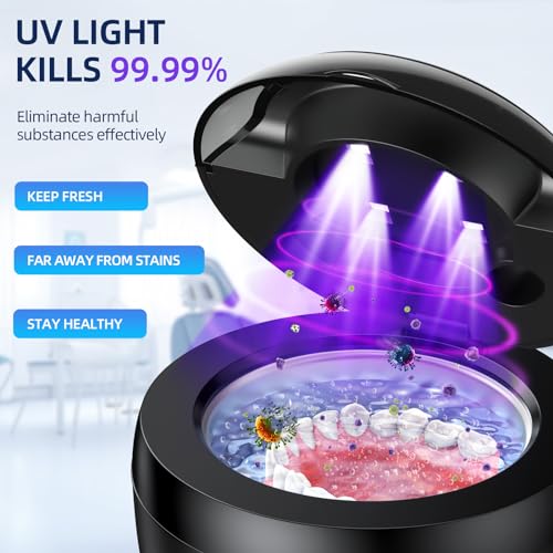 Ultrasonic Retainer Cleaner, Retainer Cleaner Machine for Dentures, Mouth Guards, Braces, Toothbrush Heads, Jewelry with 200ML Capacity, 45kHz Retainer Cleaning, 4 Modes for All Dental Appliances