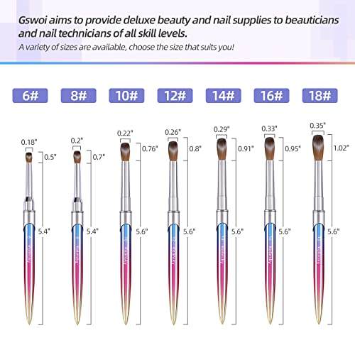 100% Kolinsky Acrylic Nail Brush,3D Pure Handmade Round Shape Size 12 Nail Brushes for Acrylic Application, Professional Nail Art Brush Manicure for Professional Manicure DIY Home Salon(#12)