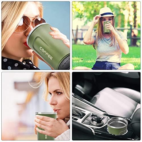 12 oz Stainless Steel Vacuum Insulated Tumbler - Coffee Travel Mug Spill Proof with Lid - Thermos Cup for Keep Hot/Ice Coffee,Tea and Beer (Green)