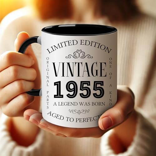 70th Birthday Gifts for Men, Women - 70 Years Old Birthday Decorations - 1955 Vintage Coffee Mug - 70 Year Old Mug - 70th Bday Gifts Ideas - Happy 70th Party Decorations - 70 Present for Men
