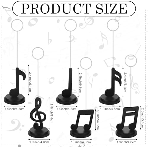 6 Pcs Musical Note Photo Balloon Holder Note Holders Table Number Photo Clips Holder Place Card Holder Music Note Decoration Name Place Card Holder for Music Theme Party Birthday Wedding
