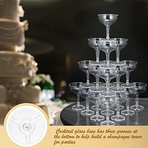 100 Pcs Plastic Champagne Party Glasses 5 oz Clear Disposable Champagne Glasses Stackable Acrylic Martini Flutes Unbreakable Margarita Coupe for Wedding Birthday Party Bar(Classic)