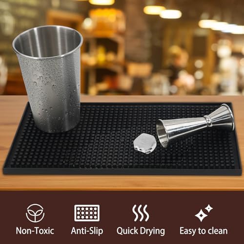 12"x6" PVC Bar Service Mat, Non-Slip Petite Cocktail and Coffee Service Mat for Countertop, Home Bar, Kitchen, Restaurant (Pack of 2)