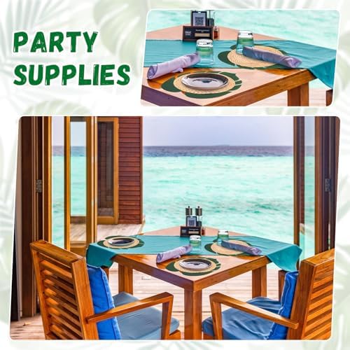 50 Pack Havana Night Party Luau Placemats and Palm Placemat, Round Luau Wooden Placemats Tropical Palm Leaf Place Mats Bulk Table Paper Mat for Summer Spring Fall Wedding Dinner