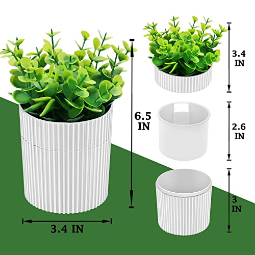 Denture Bath, Invisible Denture Case Designed As Artificial Eucalyptus Potted Plants, Denture Cup With Strainer For Retainer, Mouth Guard & Dentures, Perfect For Home DecorationâŠ