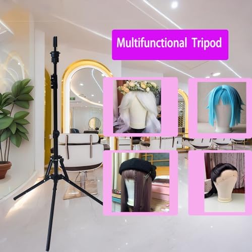 Wig Stand with Head 23 Inch Canvas Mannequin Head with Stand for Wigs Height Adjustable Tripod Wig Head Stand Wig Holder for Hair Styling with Extra Clamp Stand