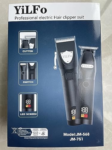 YiLFo Hair Clippers for Men - Professional Barber Clippers, LED Display Trimmer, T Liners Edgers, Shaving Kit