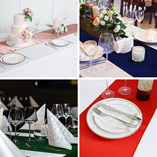 12 Pack Red Table Runners, Satin Table Runner 12x108 Inches Long, Silk and Smooth Fabric Table Runner for Wedding, Parties, Banquets,Events Decoration