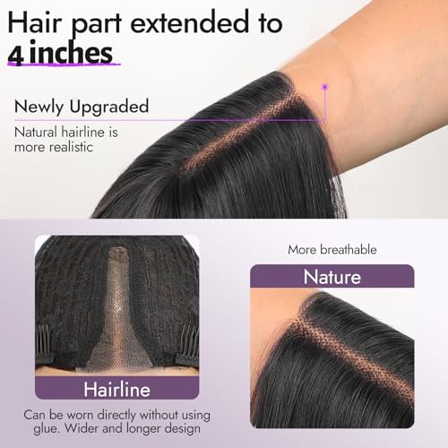 Ombre Blonde Wig for Women Long Wavy 4x1 Lace Natural Hairline Glueless for Beginners Middle Part Synthetic for Daily Party Use 26Inch