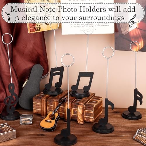 6 Pcs Musical Note Photo Balloon Holder Note Holders Table Number Photo Clips Holder Place Card Holder Music Note Decoration Name Place Card Holder for Music Theme Party Birthday Wedding
