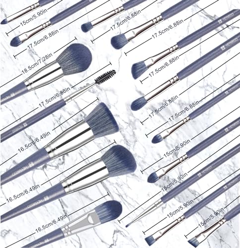 Makeup Brushes, HEYMKGO 16Pcs Makeup Brush Set Professional Synthetic Foundation Blending Blush Face Brushes, Eye Shadows Concealers Powder Brush Kit for Makeup