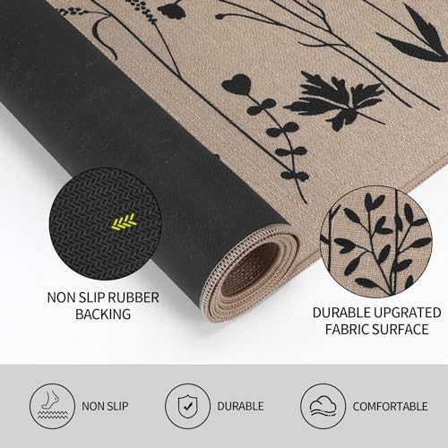 Rempry 3 PCS Kitchen Rugs Set, Flowers Non Slip Kitchen Mats for Floor, Waterproof Kitchen Rug for Laundry Room, Kithcen, 17"x47"+17"x30"+17"x59"