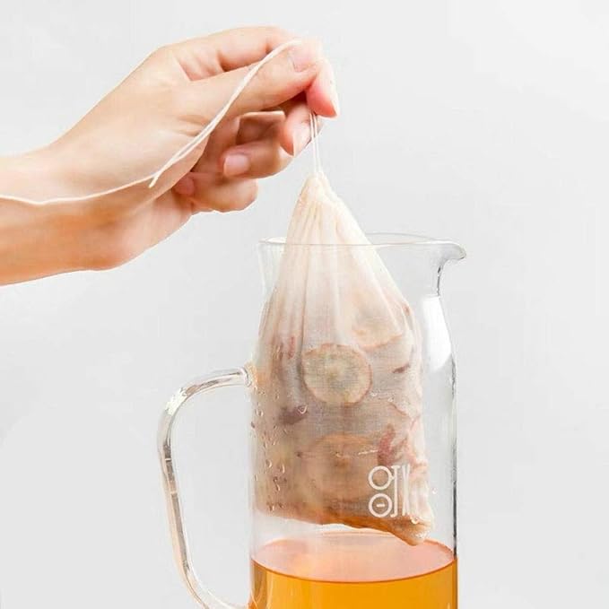 TamBee 100 Pack Disposable Tea Filter Bags Tea infusers 4" x 6" Empty Muslin Drawstring Seal Filter Tea Bags Drawstring Herb Loose Tea bag for Brew Tea Cold Brew Coffee(4" x 6" /10 x 15cm)