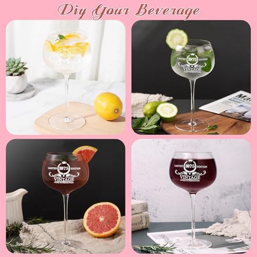 50TH Birthday Gifts for Her - 50 Years Old Gifts for Women - Vintage 1975 Vintage Red Wine Glass, Happy 50TH Birthday Decorations for Mom Best Friend Sister Wife Turning 50, Back in 1975 Poster