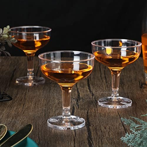 Zopeal 30 Pcs Champagne Coupe Glasses 5 oz Plastic Champagne Tower Disposable Martini Glasses Stackable Stemmed Margarita Coupe for Wedding Birthday Party Bar(Clear)