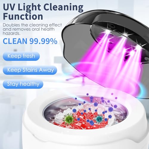 Ultrasonic Retainer Cleaner Machine, 2025 Upgrade 50kHz Portable Ultra Sonic Dental Cleaning Pod for Denture, Mouth Guard, Night Guard, Braces - 250ml Ultrasonic Cleaner Machine with 4 Digital Timer