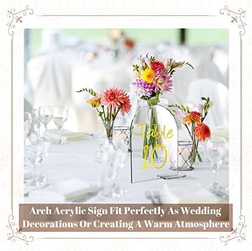 25 Sets Clear Arch Acrylic Sign With Stand - Blank Arched Round Top Sheet for DIY Table Numbers, Wedding Stand Holder, Events, Parties Centerpieces Decor (4 x 6 Inch)