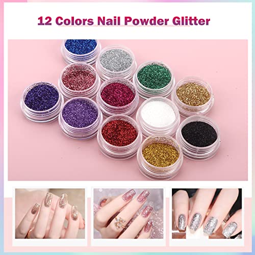 Nail Practice Hand for Acrylic Nails, Flexible Practice Nail Hand Training Kits, Movable Fake Nail Hand to Practice Fake Nails with Nail Drill, Nail Dryer Lamp, 12 Colors Acrylic Powder Beginners Kit