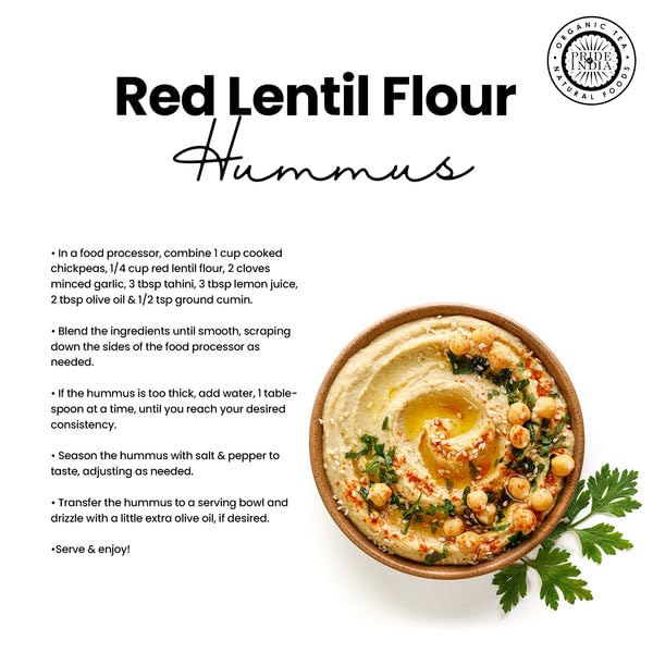 Pride of India - PACK of 6 - Red Lentil Flour 1 lbs (454 gm) Hint of Sweetness Slightly Nutty Earthy Flavor Freshly Milled in Small Batches | Used for Cooking Baking Thickening Coating