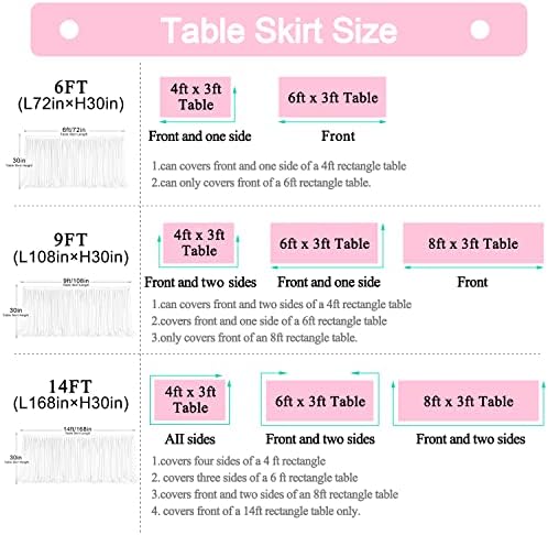 Suppromo White Tulle Table Skirts for Rectangle Tables 6ft for Wedding Birthday Party Bridal Shower White Tutu Ruffle Table Cloth for Cake Dessert Buffet Banquet Dinner Table Decorations