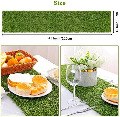 Farochy Artificial Grass Table Runners - Synthetic Grass Table Runner for Wedding Party, Birthday, Banquet, Baby Shower, Home Decorations (14 x 48 inches)