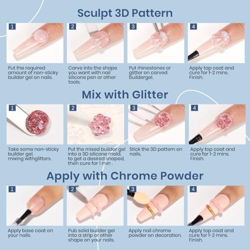 MIZHSE 100g Solid Builder Gel for Nails, Large Capacity Clear 3D Sculpting Gel for Nails, Non-sticky Hand Building Carving Modeling Hard Nail Extension with Silicone 3D Mold Nail Art Salon