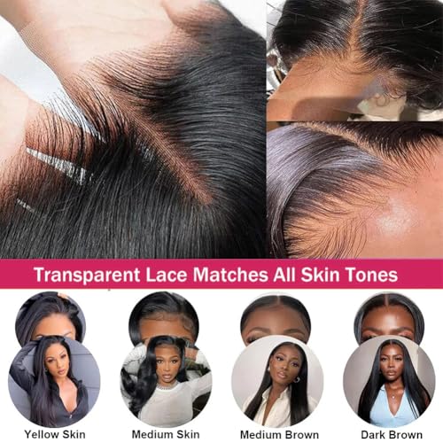 13x6 Body Wave Lace Front Wigs Human Hair Pre Plucked 13x6 HD Transparent Frontal Wigs Human Hair 200 Density Body Wave Glueless Human Hair Wig for Women 28 Inch